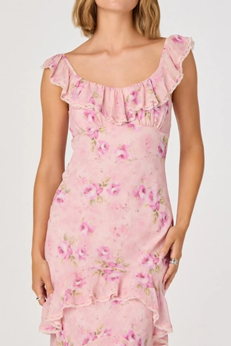 ASTR The Label Lisha Ruffle Trim Maxi Dress