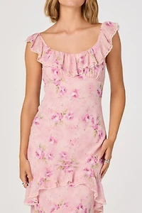 ASTR The Label Lisha Ruffle Trim Maxi Dress