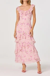 ASTR The Label Lisha Ruffle Trim Maxi Dress