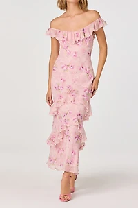 ASTR The Label Lisha Ruffle Trim Maxi Dress