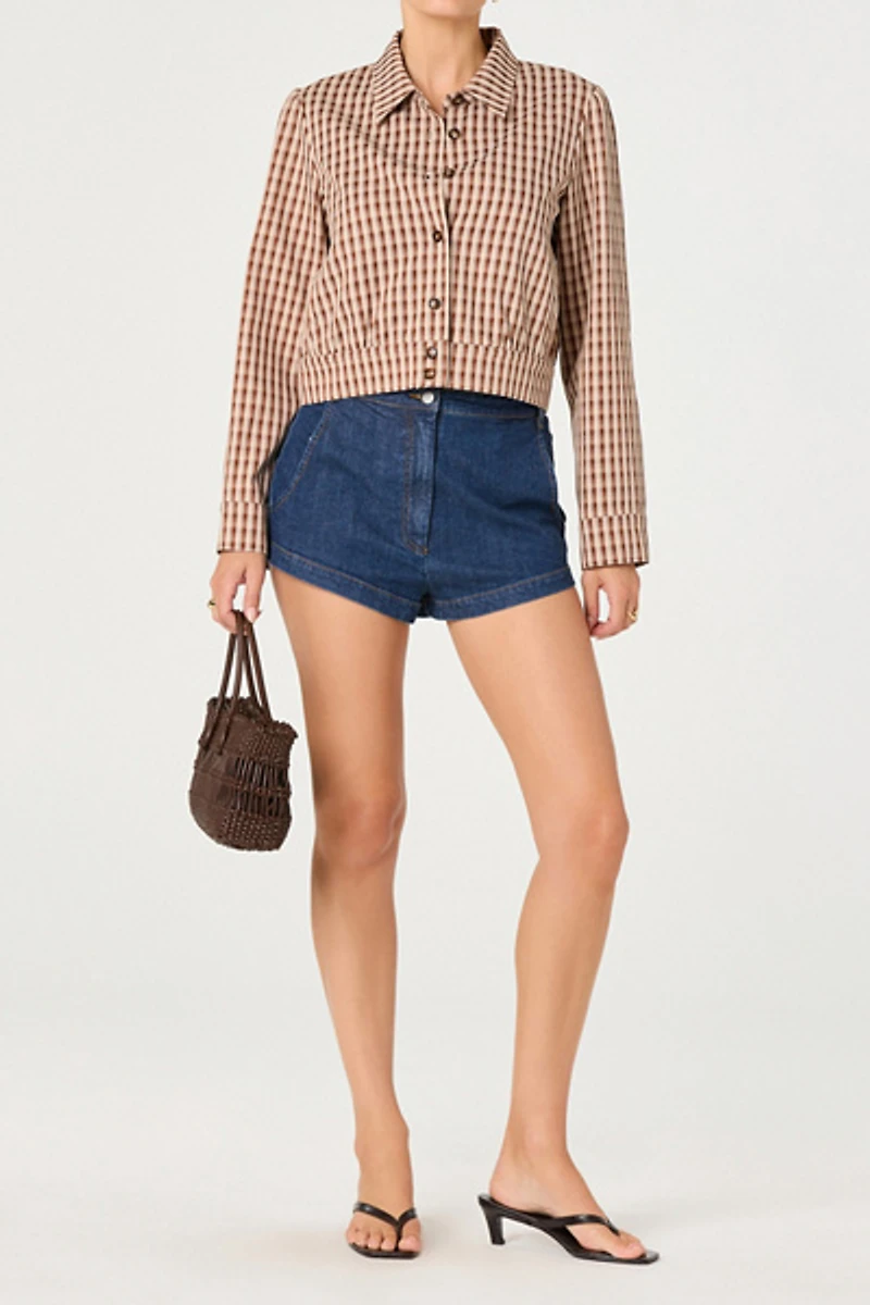 ASTR The Label Jesse Plaid Cropped Jacket