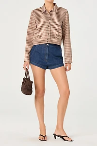 ASTR The Label Jesse Plaid Cropped Jacket