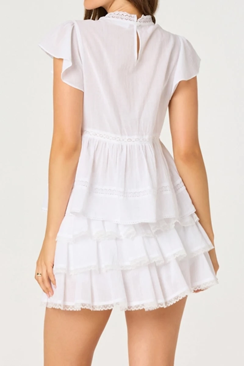 ASTR The Label Jenny Eyelet Lace Flutter Sleeve Blouse