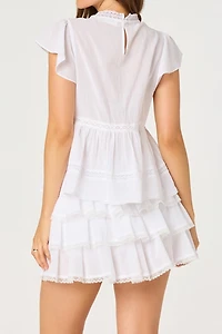 ASTR The Label Jenny Eyelet Lace Flutter Sleeve Blouse