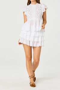 ASTR The Label Jenny Eyelet Lace Flutter Sleeve Blouse