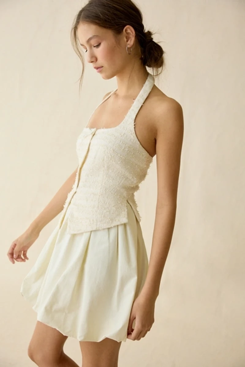 ASTR The Label Giavanna Mixed Media Corset Mini Dress