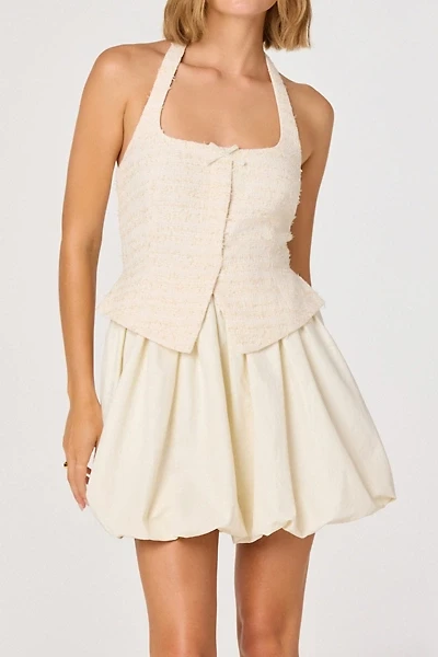 ASTR The Label Giavanna Mixed Media Corset Mini Dress