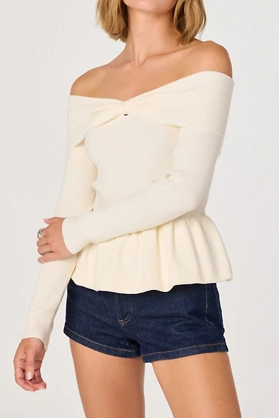 ASTR The Label Tiarra Peplum Off-The-Shoulder Sweater