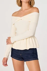 ASTR The Label Tiarra Peplum Off-The-Shoulder Sweater