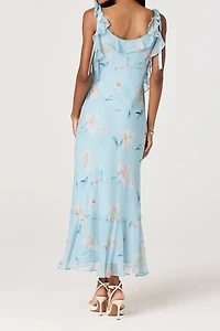 ASTR The Label Nissa Ruffle Tie-Strap Midi Dress