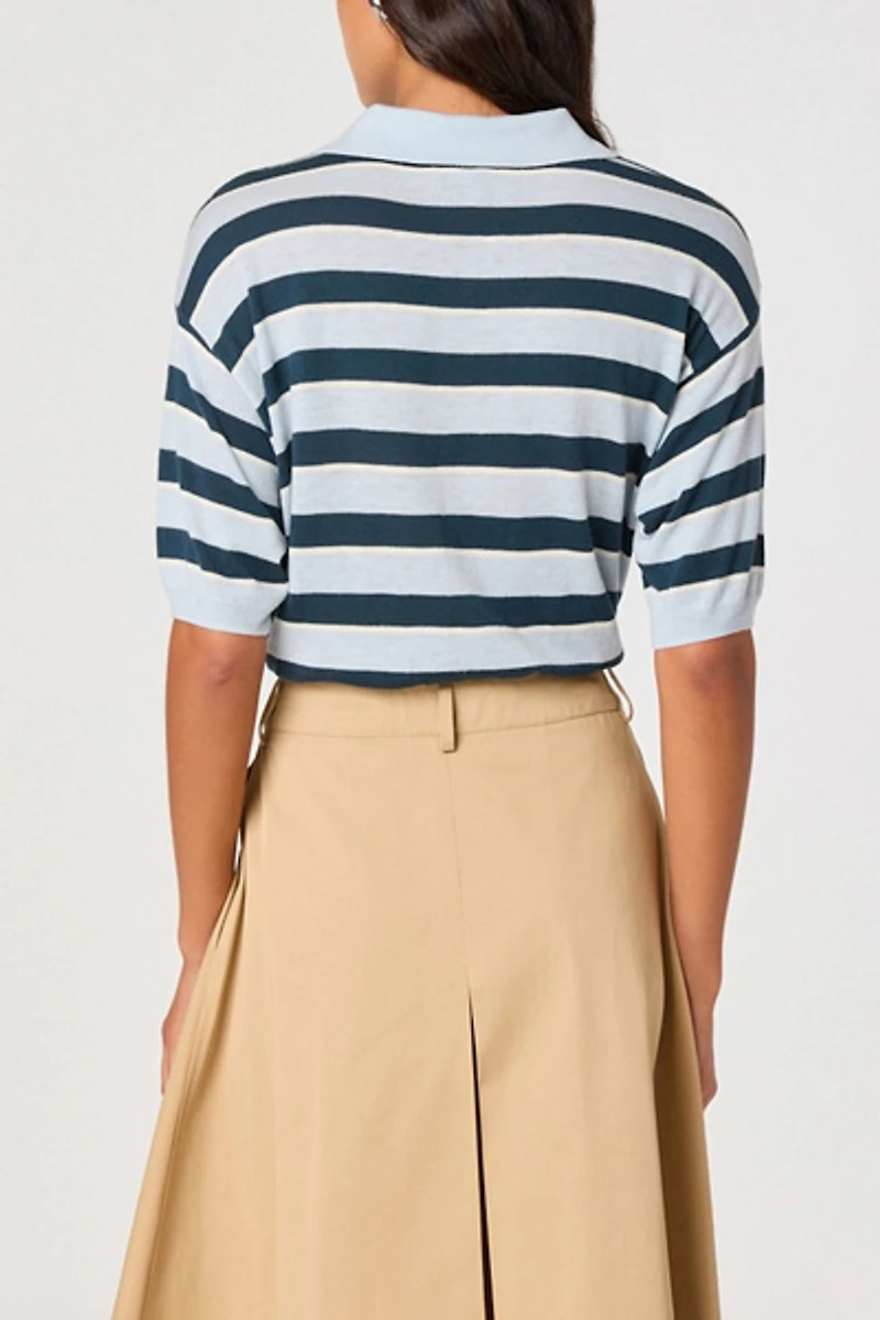 ASTR The Label Scottie Striped Short Sleeve Polo Sweater