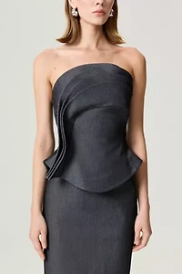 Nocturne Strapless Ruffled Bustier Top