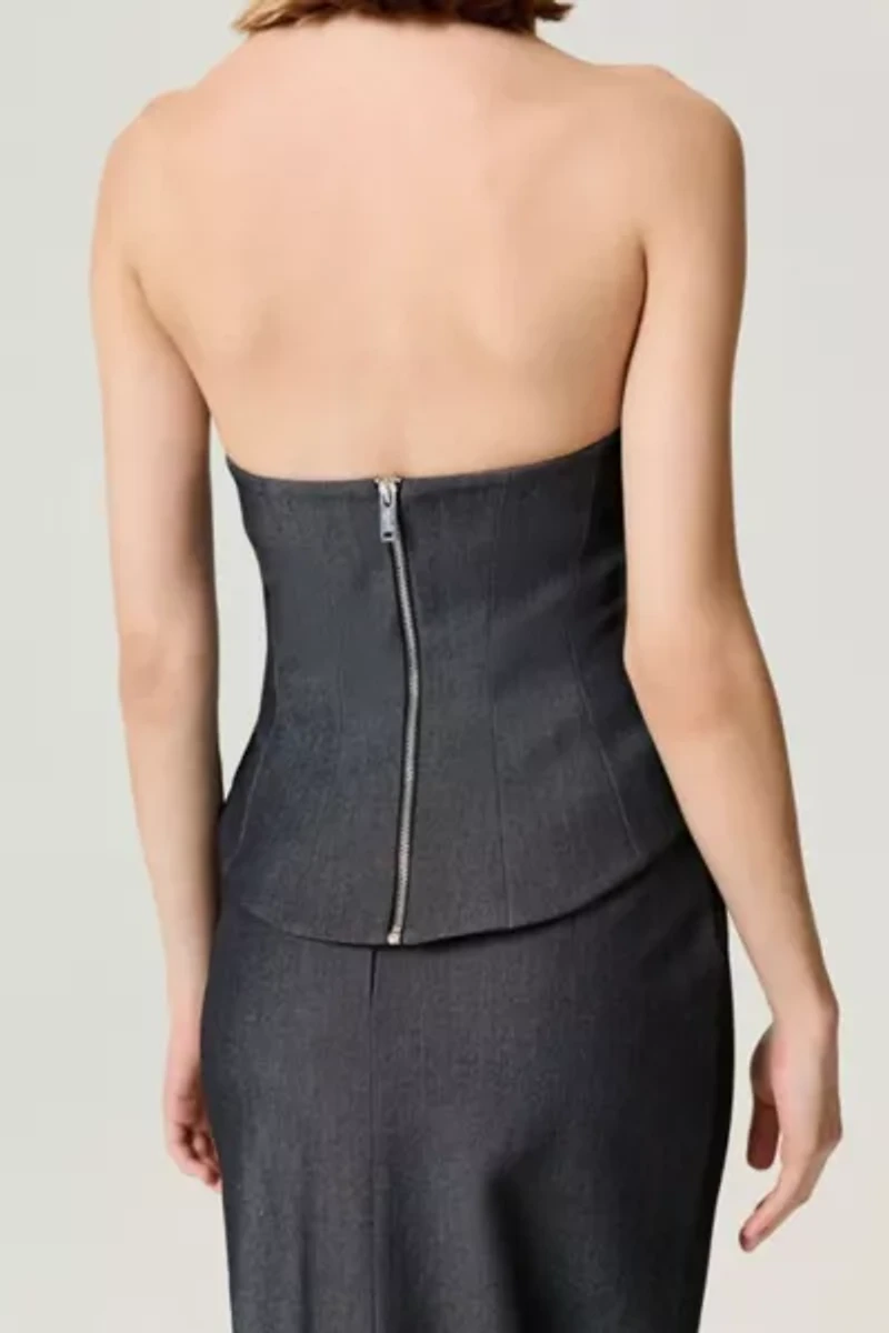 Nocturne Strapless Ruffled Bustier Top