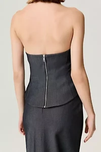 Nocturne Strapless Ruffled Bustier Top