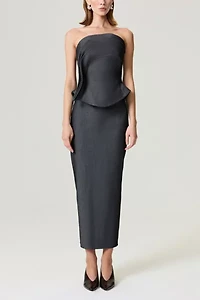Nocturne Strapless Ruffled Bustier Top