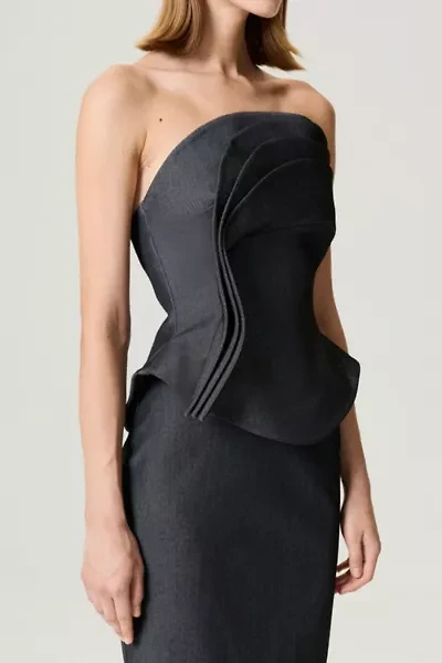 Nocturne Strapless Ruffled Bustier Top