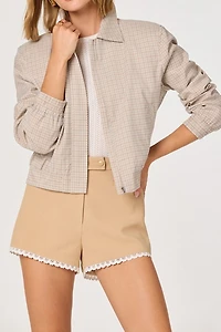 ASTR The Label Reid Check Cropped Jacket