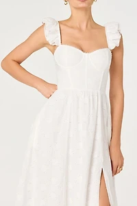 ASTR The Label Wedelia Ruffle Strap Eyelet Corset Midi Dress