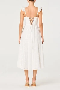 ASTR The Label Wedelia Ruffle Strap Eyelet Corset Midi Dress
