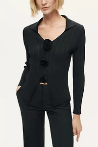 Nocturne Floral Ribbed Sweater