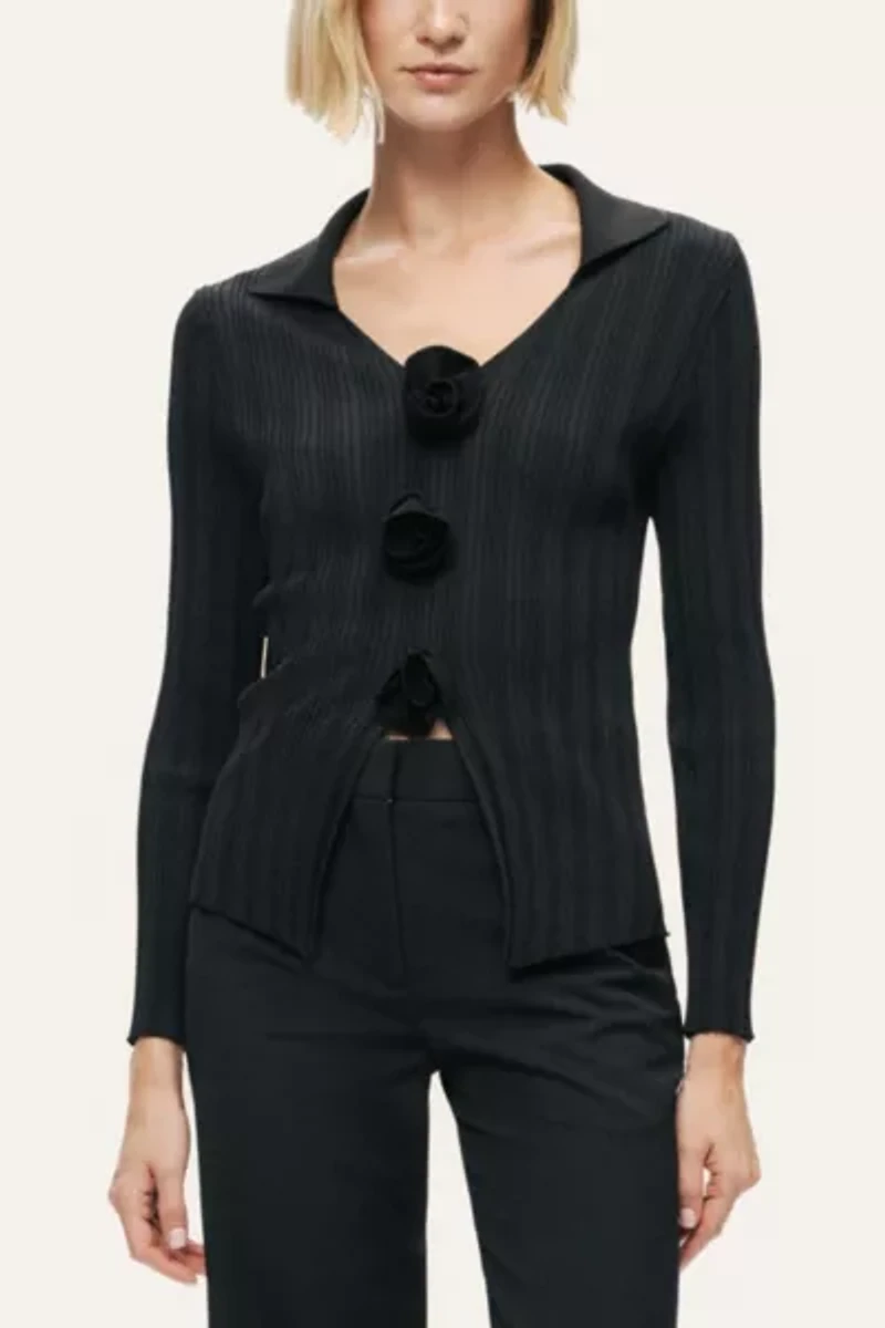 Nocturne Floral Ribbed Sweater