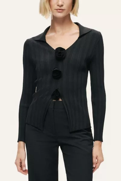 Nocturne Floral Ribbed Sweater