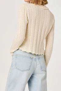 ASTR The Label Fannie Pointelle Knit Tie-Front Cardigan