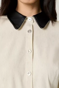 Nocturne Contrast Balloon Sleeve Blouse
