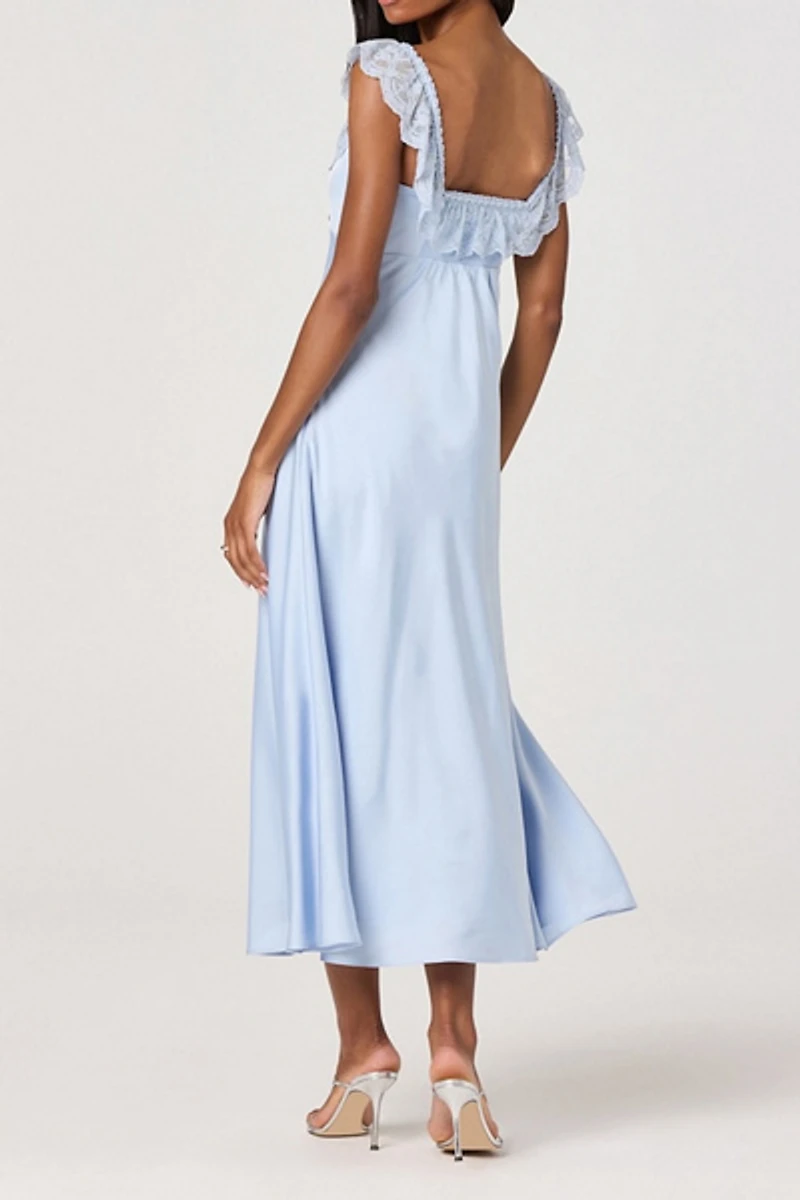 ASTR The Label Makiya Empire Waist Satin Midi Dress