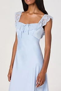 ASTR The Label Makiya Empire Waist Satin Midi Dress