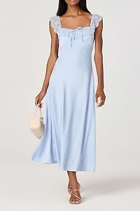 ASTR The Label Makiya Empire Waist Satin Midi Dress