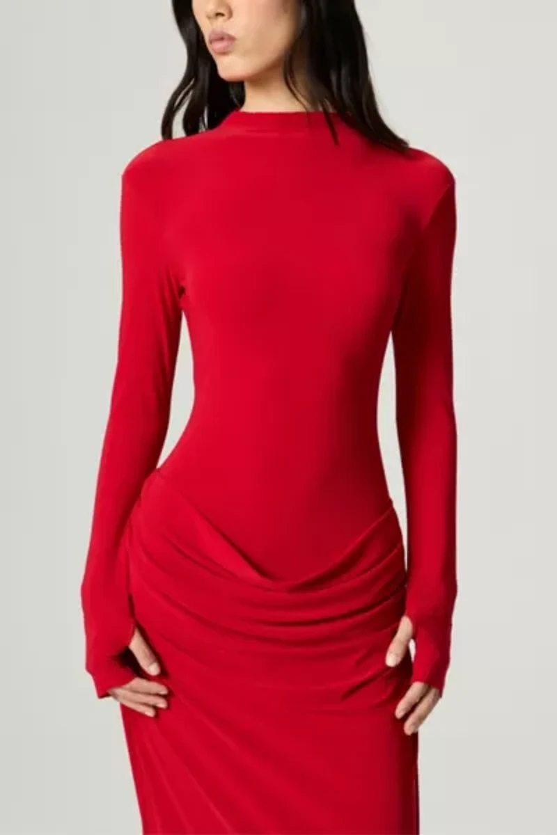 Nocturne High-Neck Ruched Maxi Dress