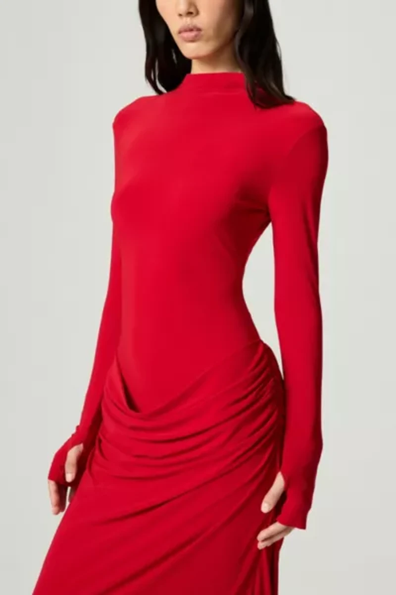 Nocturne High-Neck Ruched Maxi Dress
