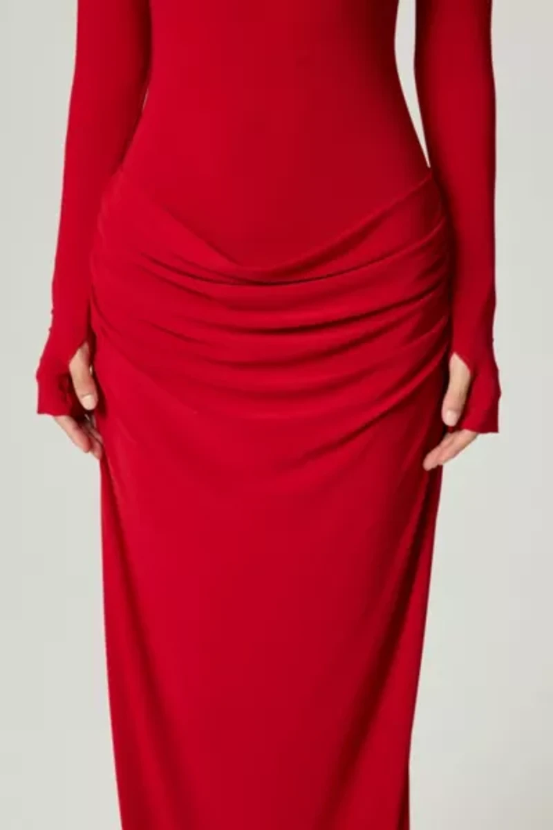 Nocturne High-Neck Ruched Maxi Dress