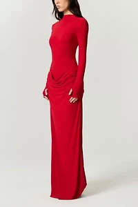 Nocturne High-Neck Ruched Maxi Dress