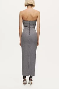 Nocturne Sweetheart Strapless Checked Midi Dress