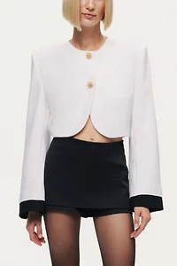 Nocturne Gold-Button Cropped Jacket