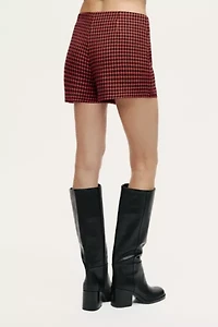 Nocturne Checked High-Rise Mini Skort