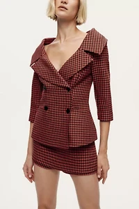 Nocturne Checked High-Rise Mini Skort