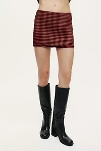 Nocturne Checked High-Rise Mini Skort