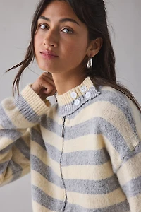 Daisy Street Crumble Striped Zip-Up Cardigan