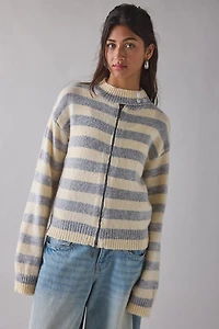 Daisy Street Crumble Striped Zip-Up Cardigan