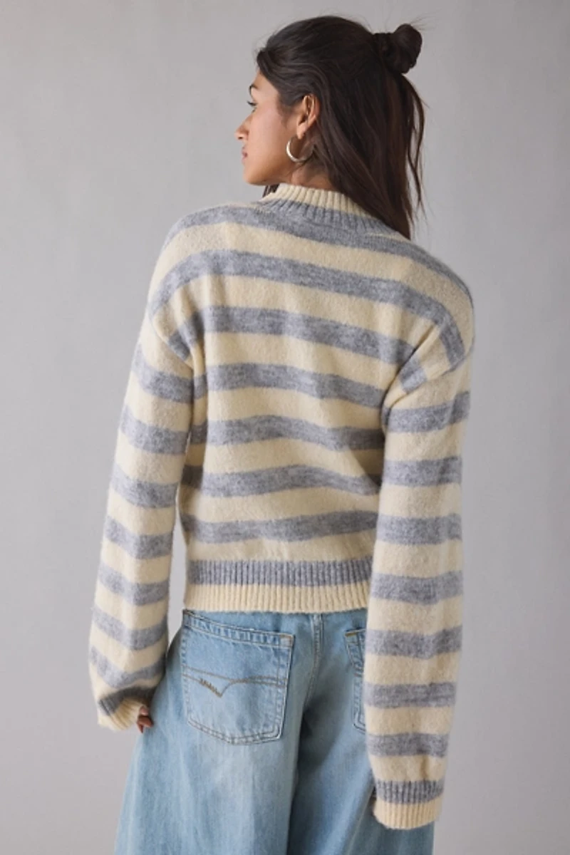 Daisy Street Crumble Striped Zip-Up Cardigan