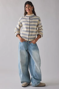 Daisy Street Crumble Striped Zip-Up Cardigan