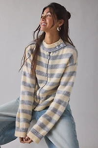 Daisy Street Crumble Striped Zip-Up Cardigan