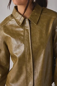 UO Roxy Zip-Up Faux Leather Moto Jacket