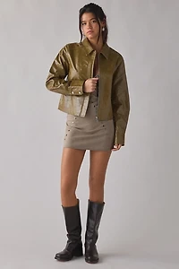 UO Roxy Zip-Up Faux Leather Moto Jacket