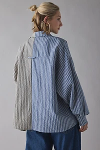 Daisy Street Patchwork Oversized Button-Down Shirt