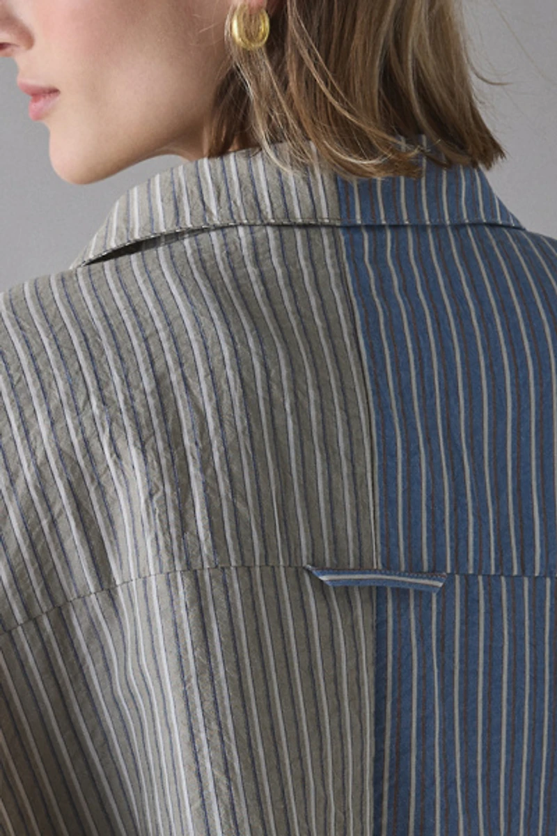 Daisy Street Patchwork Oversized Button-Down Shirt