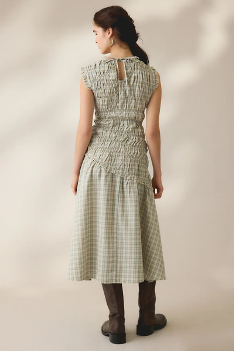 Daisy Street Vivi Asymmetric Ruched Midi Dress